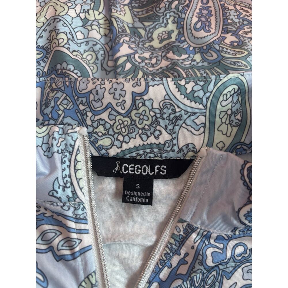CEGOLFS Women's UPF 50+ Blue Paisley 1/4 zip L/S pullover top Size Small - Picture 6 of 7